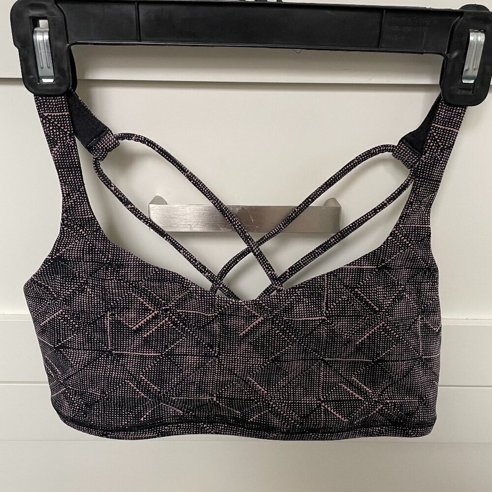 Lululemon Free To Be Bra Lightweight Sports Yoga Workout Black & Pink Sz 6